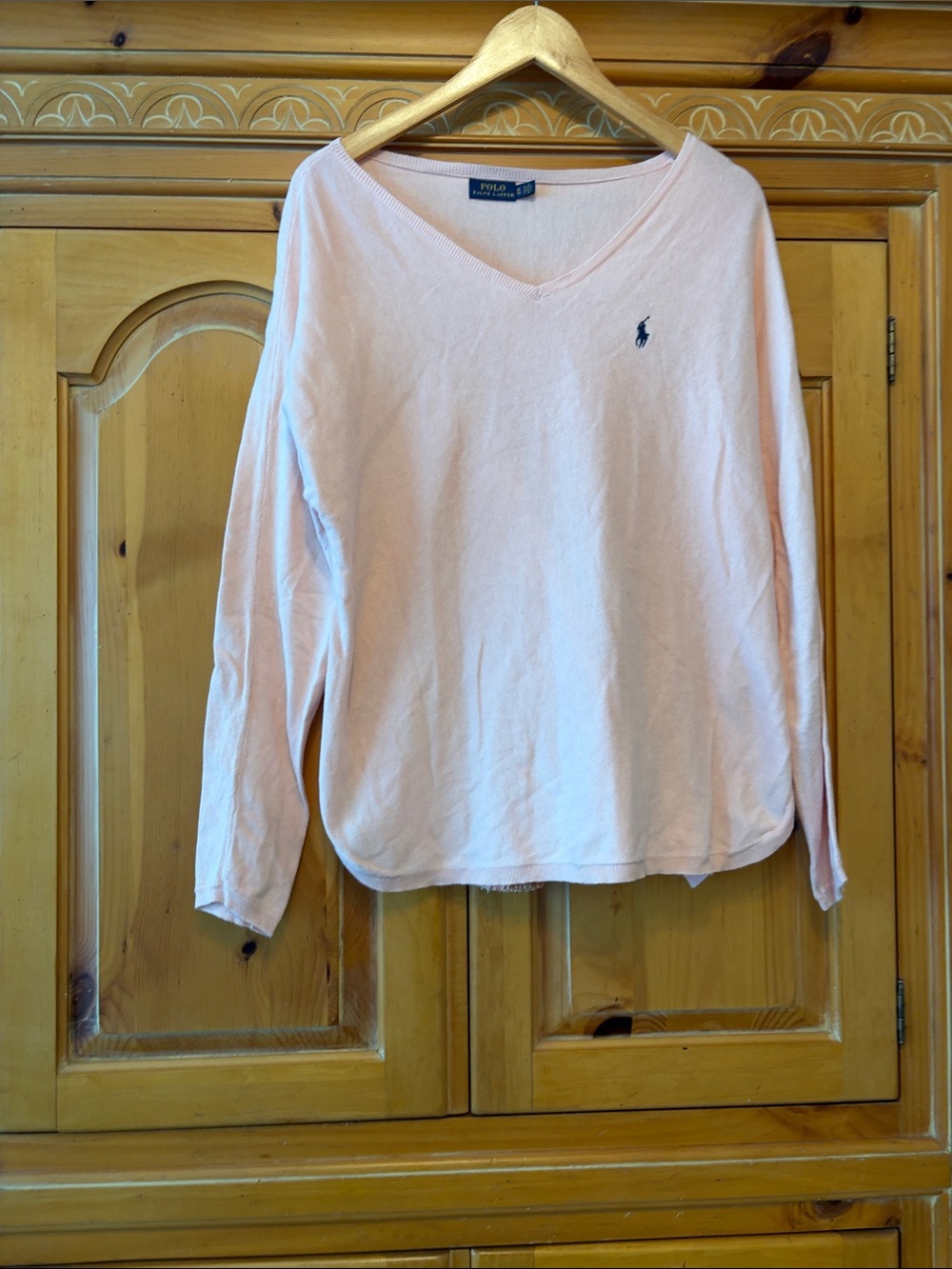 Ralph Lauren Pink V-Neck Polo Sweater